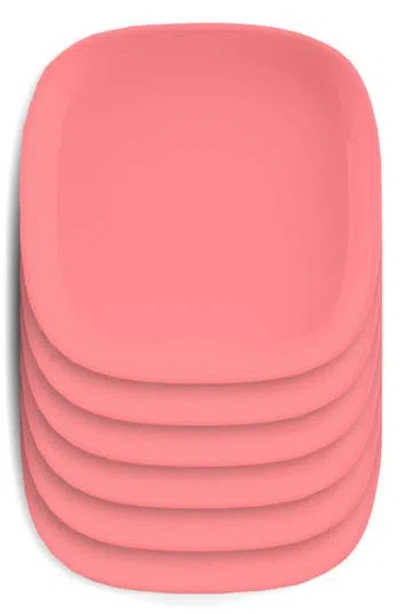 Tarhong Kids' 6-pack Square Plates In Coral