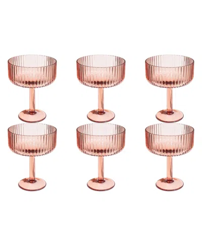 Tarhong Mesa Coupe Glasses, Set Of 6 In Pink