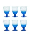 Tarhong Oceanic Ombre Premium Acrylic Goblet Glasses, Set Of 6 In Ombre Blues