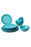 Tarhong Organic Coupe Wheat Set Of Twelve Melamine Dinnerware Set In Blue