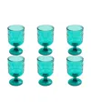 Tarhong Panel Double Old Fashioned Glasses, Set Of 6 In Teal