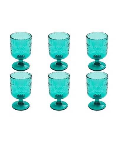 Tarhong Panel Double Old Fashioned Glasses, Set Of 6 In Teal
