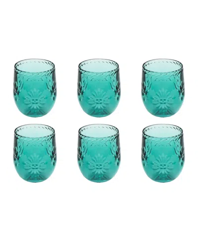 Tarhong Panel Jumbo Glasses, Set Of 6 In Teal