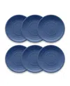 Tarhong Planta Artisan 6-piece Dinner Plate Set, 10.5" In Indigo