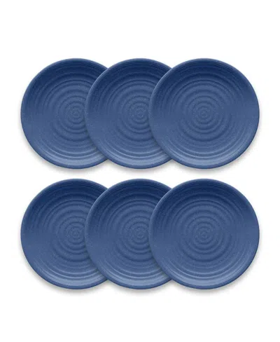Tarhong Planta Artisan 6-piece Dinner Plate Set, 10.5" In Indigo