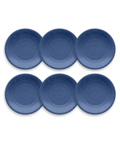 Tarhong Planta Artisan 6-piece Salad Plate Set, 8.5" In Indigo