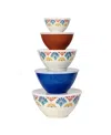 Tarhong Rio Medallion Mixing Bowls With Lids, Set Of 5 In White