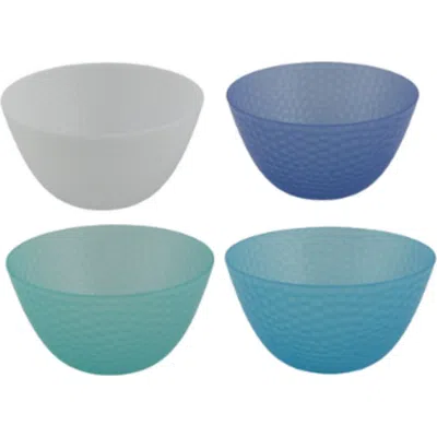 Tarhong Set Of 4 Hammered Cereal Bowls In Assorted Blues