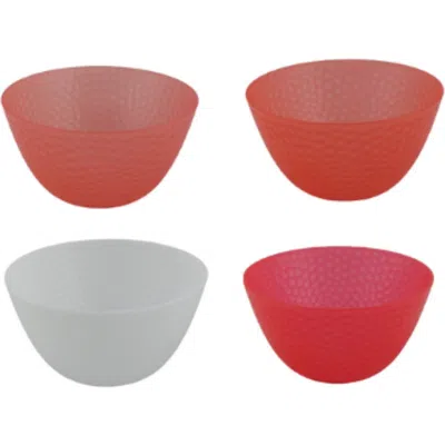 Tarhong Set Of 4 Hammered Cereal Bowls In Assorted Red