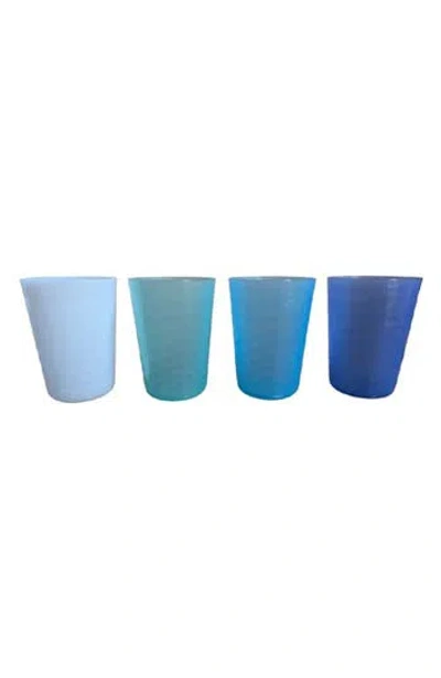 Tarhong Set Of 4 Hammered Tumblers In Assorted Blues
