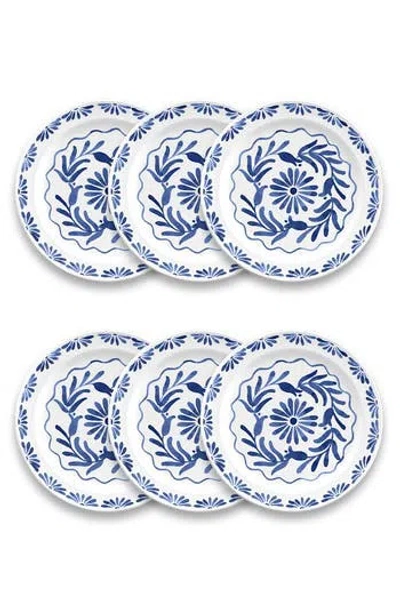 Tarhong Set Of Six Azul Melamine Plates In Blue