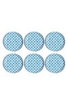 Tarhong Set Of Six Palazzo Geometric Melamine Plates In Blue Multi
