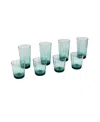 Tarhong Simple Clear Set Of 8 Glasses In Green