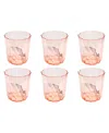 Tarhong Simple Scallop Goblet Glasses, Set Of 6 In Pink