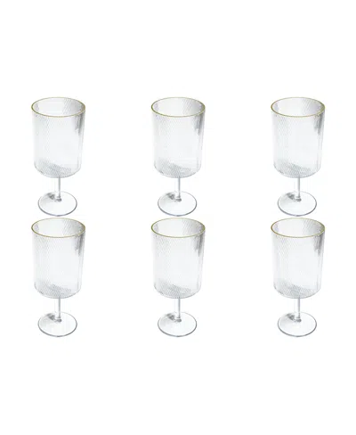 Tarhong Stax Optic Twist Goblet Glasses, Set Of 6 In Clear
