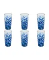 Tarhong Talavera Goblet Glasses, Set Of 6 In Blue