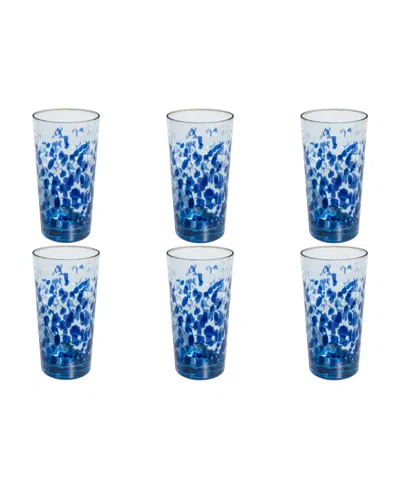 Tarhong Talavera Goblet Glasses, Set Of 6 In Blue