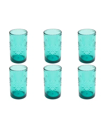 Tarhong Talavera Stemless Glasses, Set Of 6 In Teal