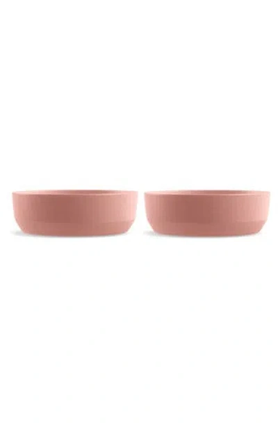 Tarhong Three-piece Medium Bevel Bowls & Slip Mat Set In Orange