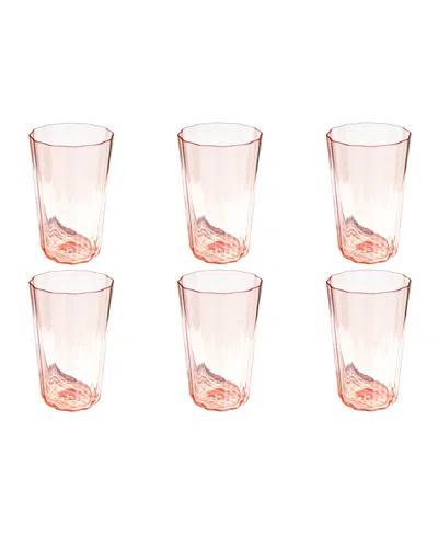 Tarhong Vines Etch Double Old Fashioned Glasses, Set Of 6 In Pink