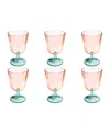 Tarhong Vines Etch Jumbo Glasses, Set Of 6 In Pink