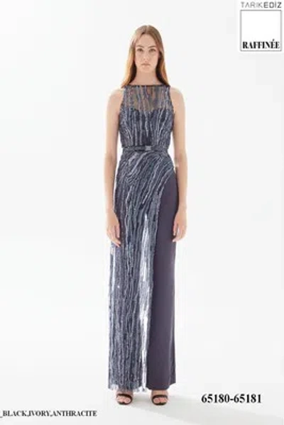 Pre-owned Tarik Ediz 65180 Evening Dress Lowest Price Guarantee Authentic In Anthracite