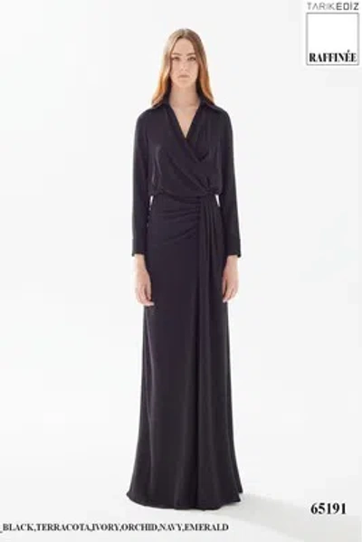 Pre-owned Tarik Ediz 65191 Evening Dress Lowest Price Guarantee Authentic In Black