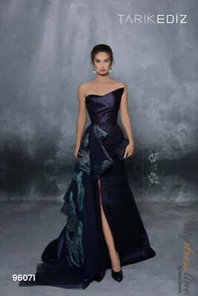 Pre-owned Tarik Ediz 96071 Evening Dress Lowest Price Guarantee Authentic In Black/gold