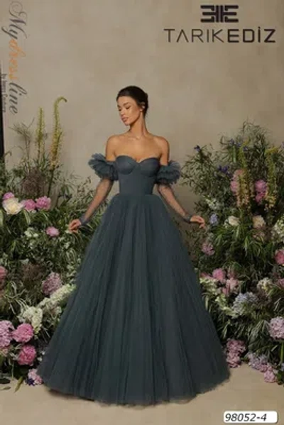 Pre-owned Tarik Ediz 98052 Evening Dress Lowest Price Guarantee Authentic In Powder