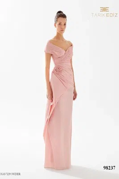 Pre-owned Tarik Ediz 98237 Evening Dress Lowest Price Guarantee Authentic In Navy