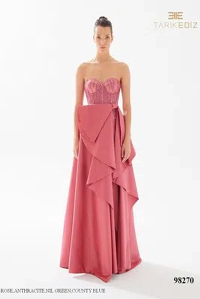 Pre-owned Tarik Ediz 98270 Evening Dress Lowest Price Guarantee Authentic In County Blue