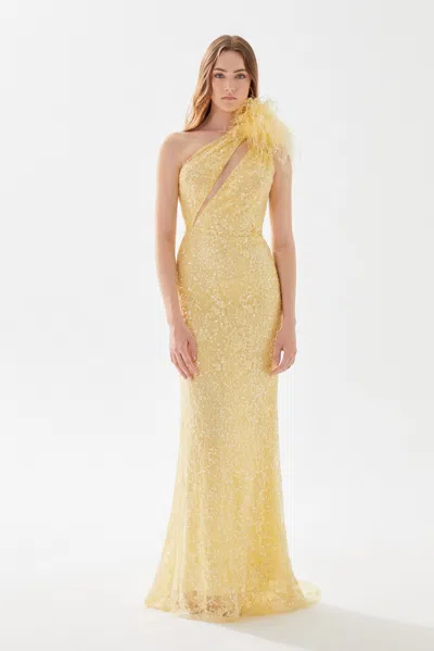Tarik Ediz Alita Gown In Yellow