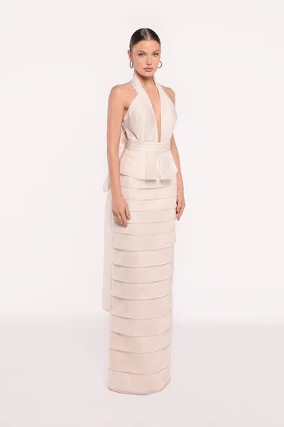 Tarik Ediz Ariana Taffeta Gown In Neutral