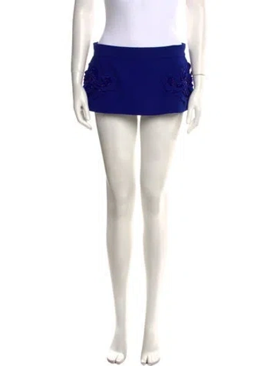 Pre-owned Tarik Ediz Beaded Accents Mini Skirt In Blue