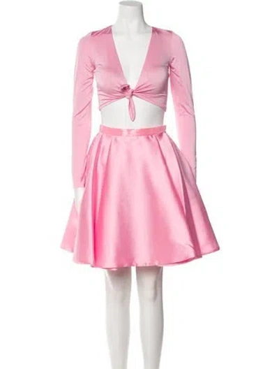 Pre-owned Tarik Ediz Beaded Accents Skirt Set W/ Tags In Pink