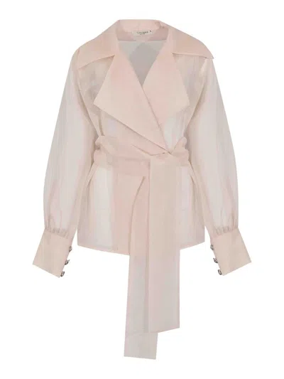 Tarik Ediz Leda 66423 Jacket In Pearl Organza In Multi