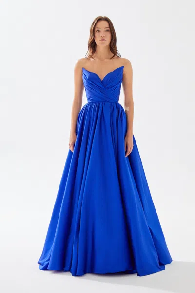 Tarik Ediz Bria Taffeta Gown In Blue
