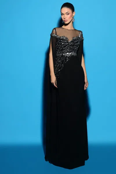 Tarik Ediz Cap Sleeve Sean Dress In Multi
