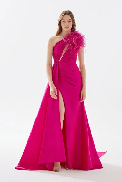 Tarik Ediz Carlin Taffeta Gown In Pink