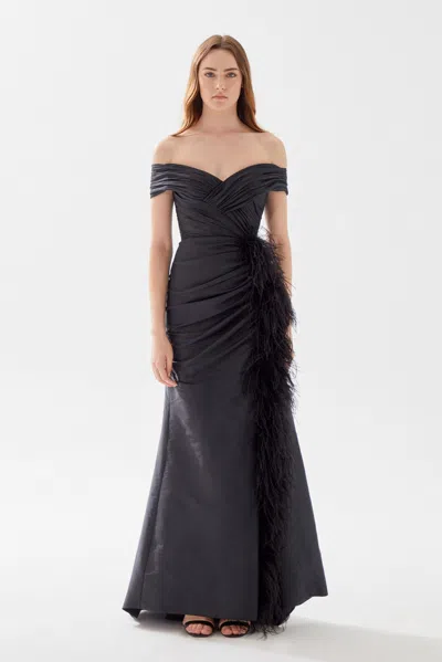Tarik Ediz Celesse Taffeta Gown In Black