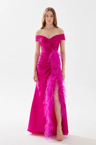 Tarik Ediz Celesse Taffeta Gown In Pink