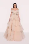 Tarik Ediz Charlize Tulle Gown In Multi