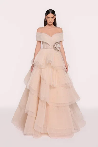 Tarik Ediz Charlize Tulle Gown In Multi