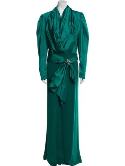 Pre-owned Tarik Ediz Cowl Neck Jumpsuit In Green