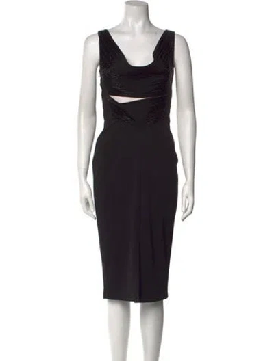 Pre-owned Tarik Ediz Cowl Neck Midi Length Dress In Black