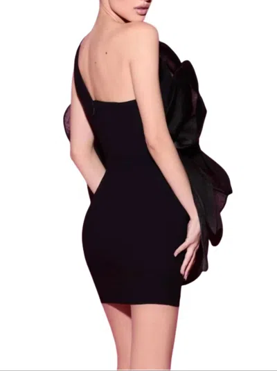 Tarik Ediz Crepe One Shoulder Mini Dress In Black