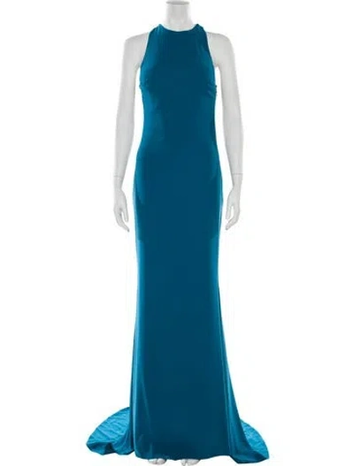 Pre-owned Tarik Ediz Crew Neck Long Dress In Blue