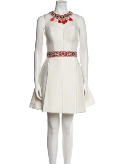 Pre-owned Tarik Ediz Crew Neck Mini Dress W/ Tags In Neutral