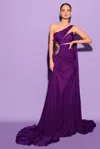 Tarik Ediz Draped One-shoulder Solid Gown In Multi