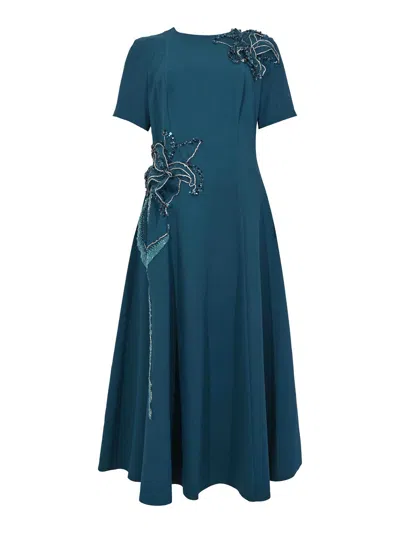 Tarik Ediz Luise 66707 Midi Dress In Blue